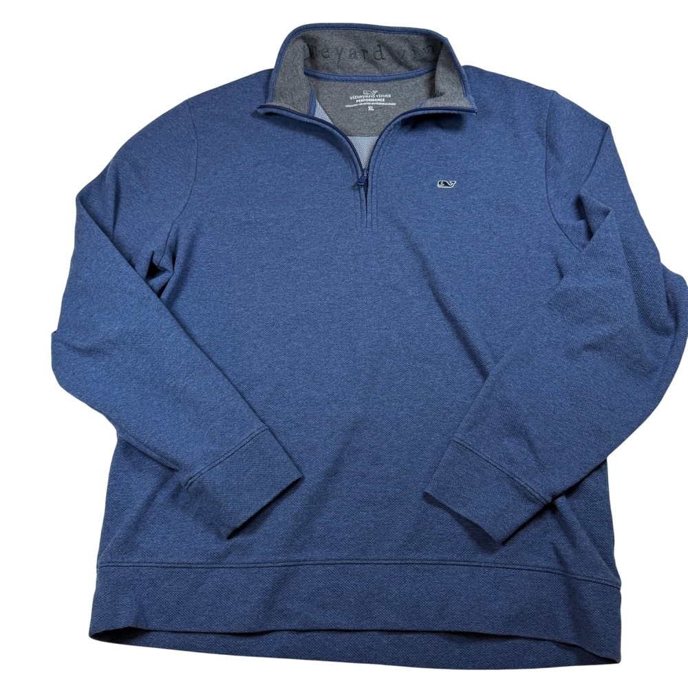 Vineyard Vines Performance Quarter Zip Pullover Mens XL Blue Heathered